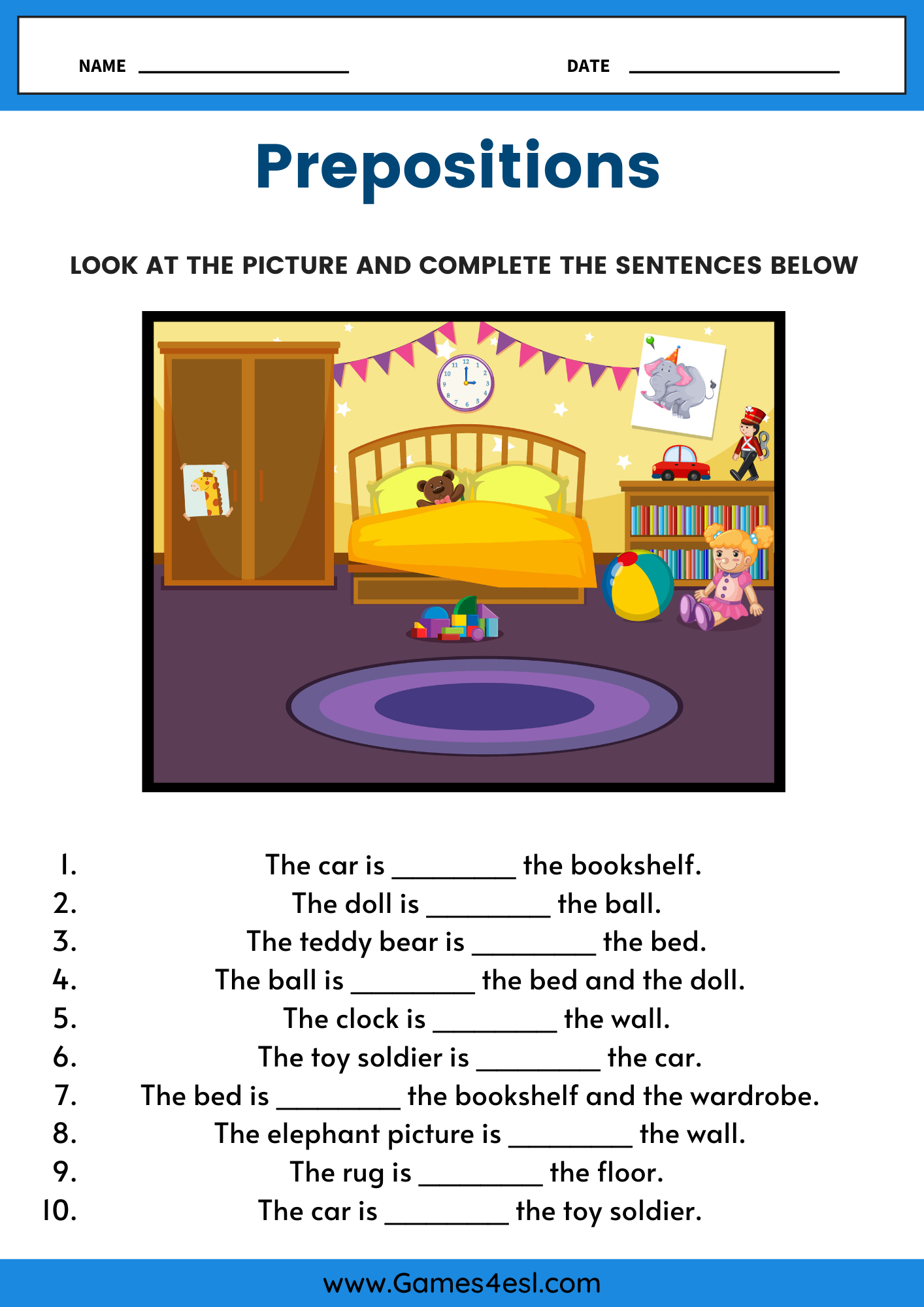 Prepositions Of Place Worksheets Games4esl